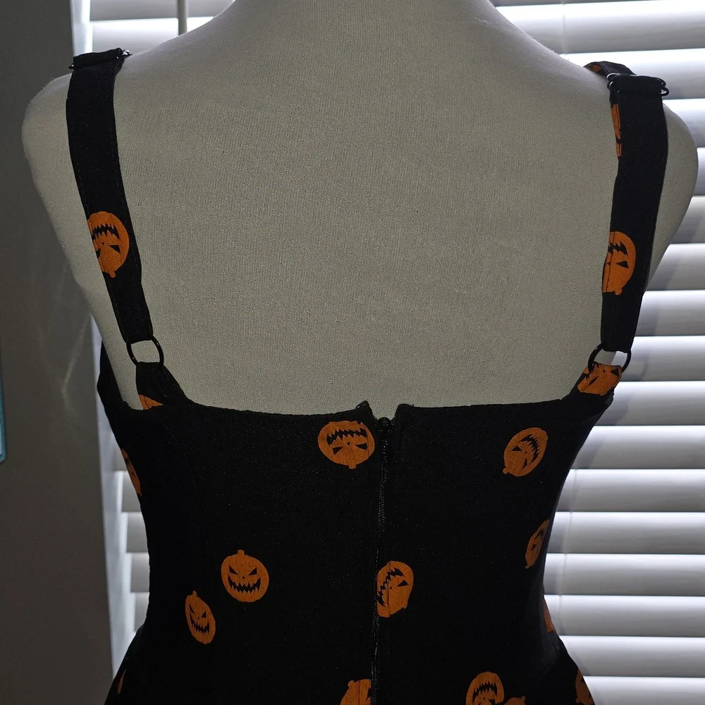 Pumpkin King Maneater Swing Dress in Black And Orange - Vixen by Micheline Pitt - Picture 5 of 8